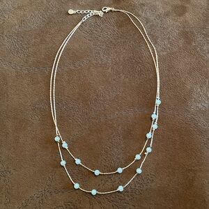 LC faux rose gold and faux pearl double chain 16” - 19”